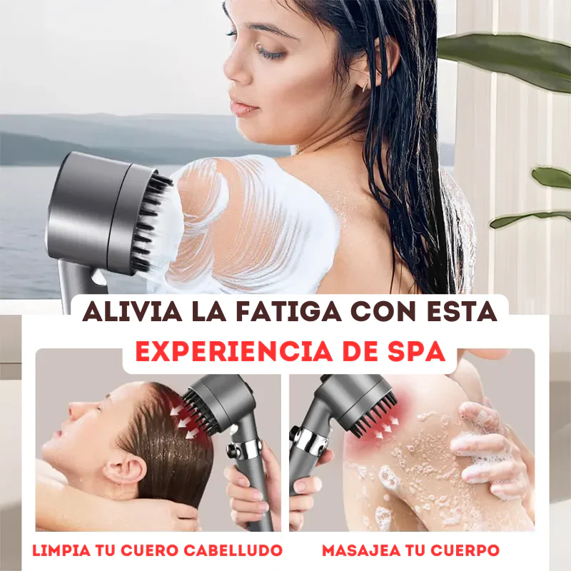 Masaje de cuero cabelludo y cuerpo con el cabezal de ducha